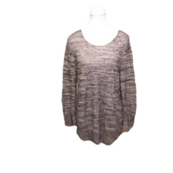 Eileen Fisher Women's M Gray Organic Linen Long Sleeve Open Knit Sweater - Picture 3 of 8